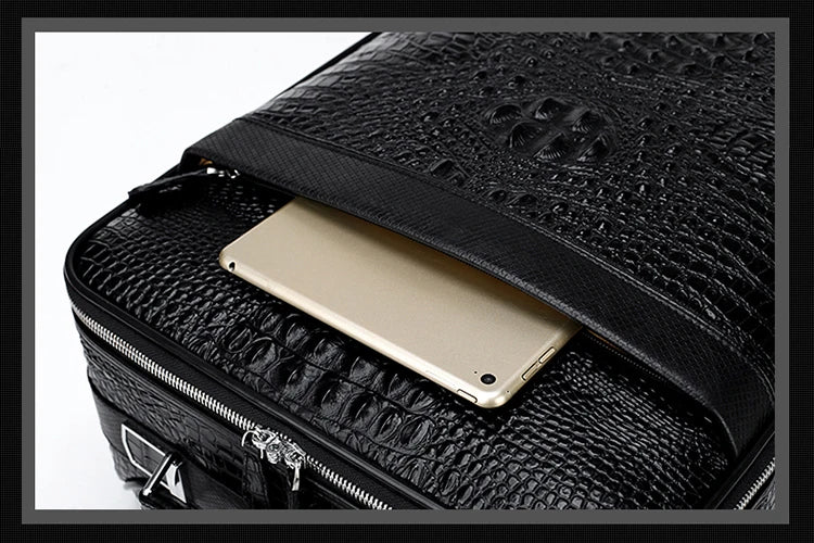 New Leather crocodile pattern travel luggage with handbag men head cowhide universal wheel suitcase 20 inch boarding case
