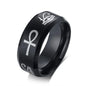 Bold Ring for Men with Stainless Steel Horus Cross Rhodium Plated 8mm