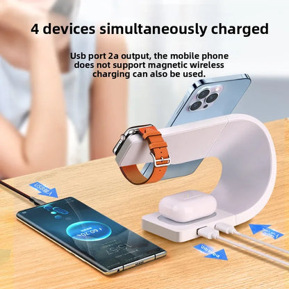Wireless Magnetic Charging Stand 15W Fast Charge Phone Watch Earbuds