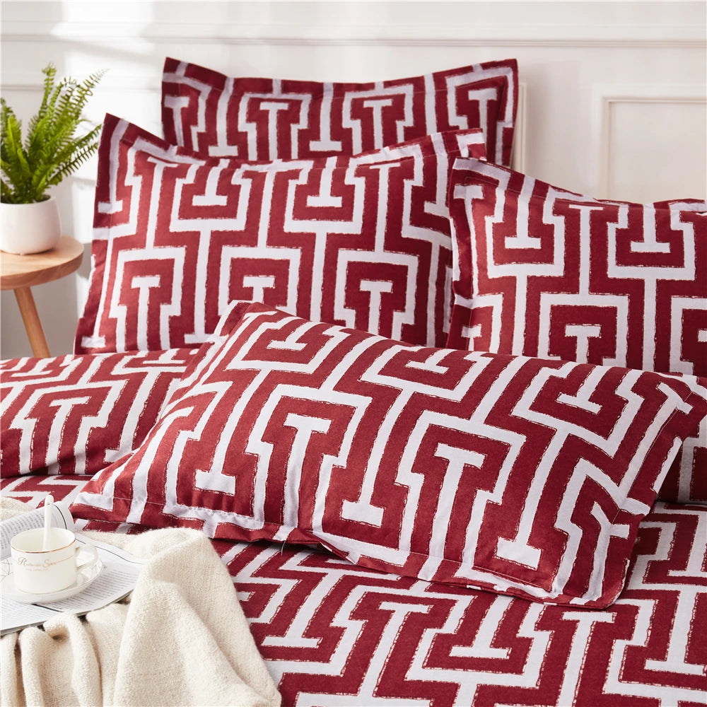 Geometric Pattern Duvet Cover Set for King and Queen Beds Gray