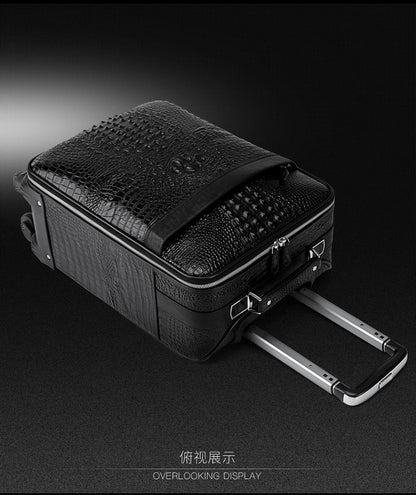 New Leather crocodile pattern travel luggage with handbag men head cowhide universal wheel suitcase 20 inch boarding case