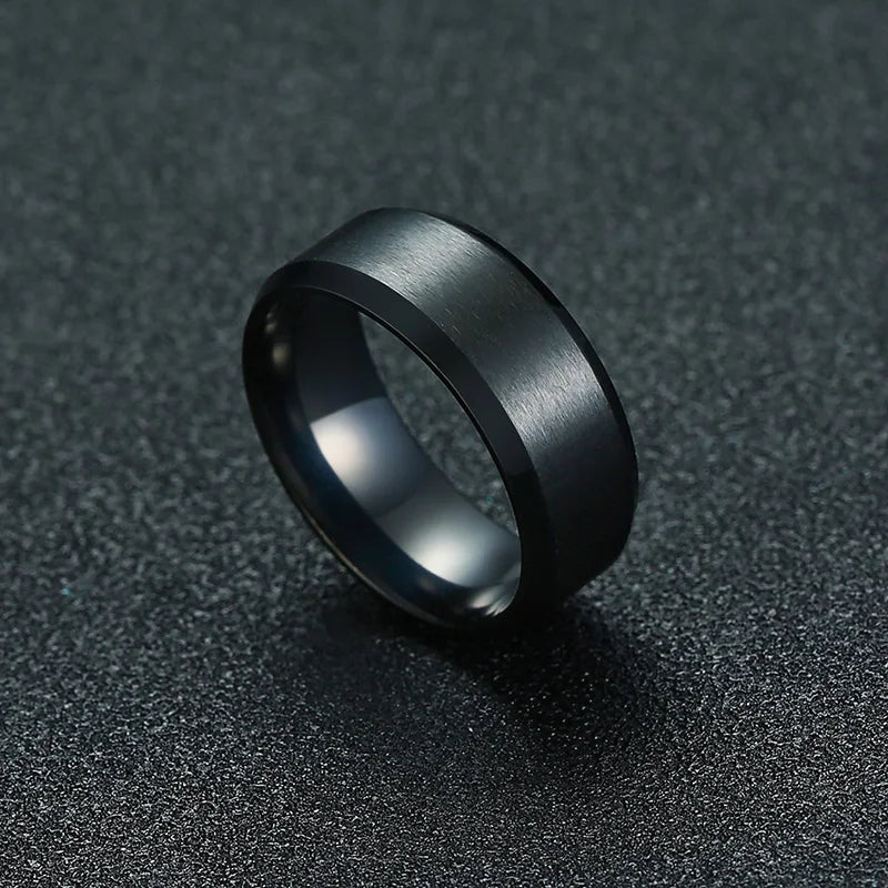 Bold Ring for Men with Stainless Steel Horus Cross Rhodium Plated 8mm