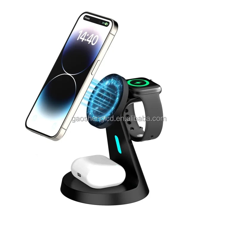 Foldable Magnetic Wireless Charger 20W Fast Charge Station For Smartphones And Smart Watches