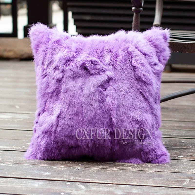 Free Shipping CX-D-17B Soft&Warm Real Rabbit Fur Patchwork Pillow Case~DROP SHIPPING
