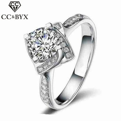 Shimmering Ring With Rose Design And Clear CZ Inlay For Everyday Shine
