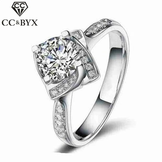 Shimmering Ring With Rose Design And Clear CZ Inlay For Everyday Shine