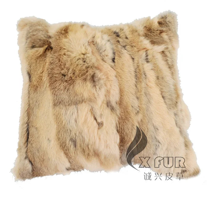 Free Shipping CX-D-17B Soft&Warm Real Rabbit Fur Patchwork Pillow Case~DROP SHIPPING