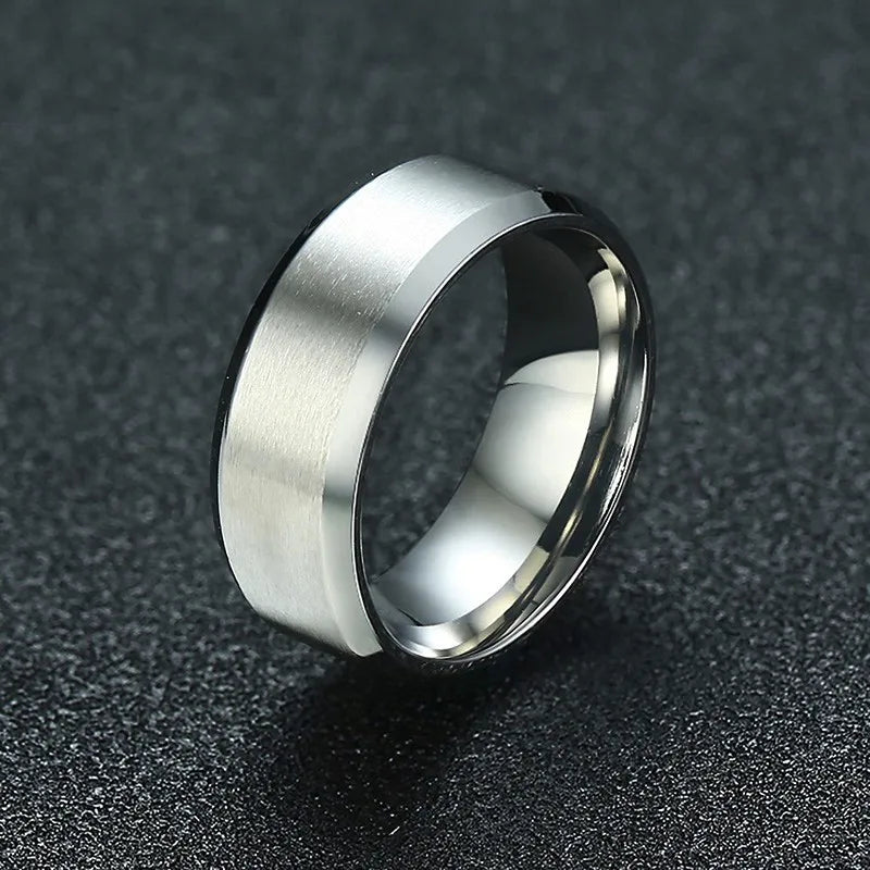 Bold Ring for Men with Stainless Steel Horus Cross Rhodium Plated 8mm