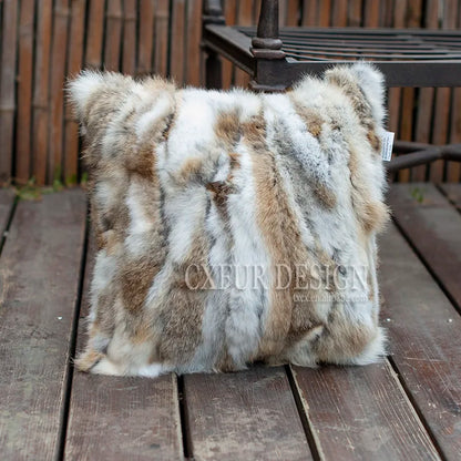 Free Shipping CX-D-17B Soft&Warm Real Rabbit Fur Patchwork Pillow Case~DROP SHIPPING
