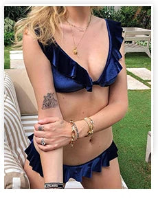 Women's Padded Bikini Top with Low-Rise Bottom and Ring Detail
