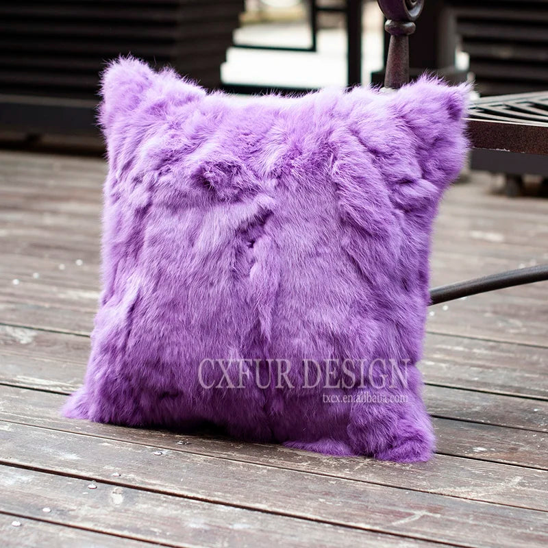 Free Shipping CX-D-17B Soft&Warm Real Rabbit Fur Patchwork Pillow Case~DROP SHIPPING