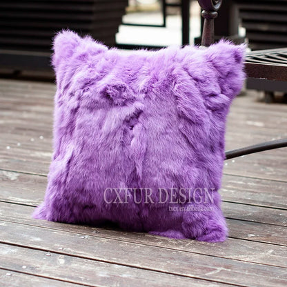 Free Shipping CX-D-17B Soft&Warm Real Rabbit Fur Patchwork Pillow Case~DROP SHIPPING