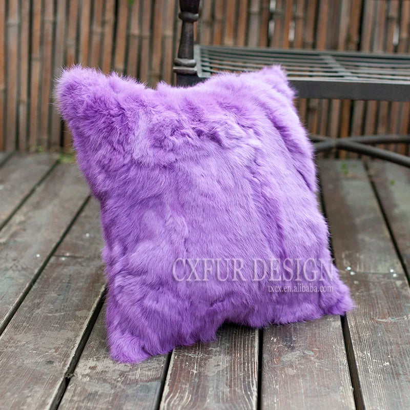 Free Shipping CX-D-17B Soft&Warm Real Rabbit Fur Patchwork Pillow Case~DROP SHIPPING
