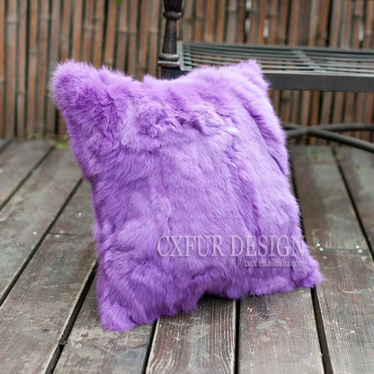 Free Shipping CX-D-17B Soft&Warm Real Rabbit Fur Patchwork Pillow Case~DROP SHIPPING
