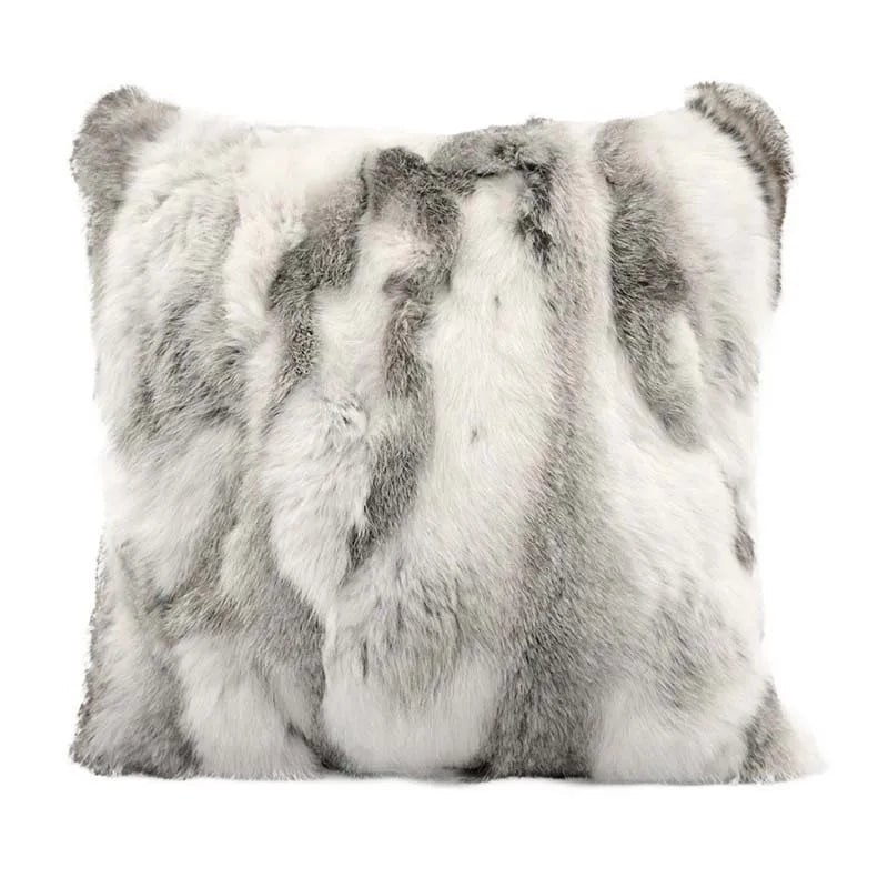 MS.Softex Natural Fur Pillow Case Patchwork Real Rabbit Fur Pillow Cover Soft Plush Cushion Cover Home Decoration