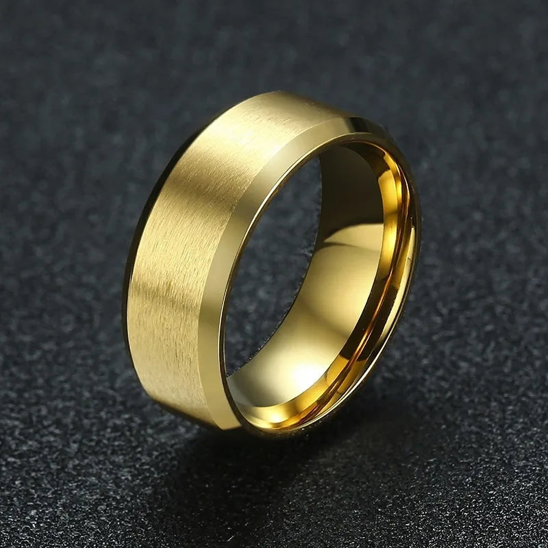 Bold Ring for Men with Stainless Steel Horus Cross Rhodium Plated 8mm