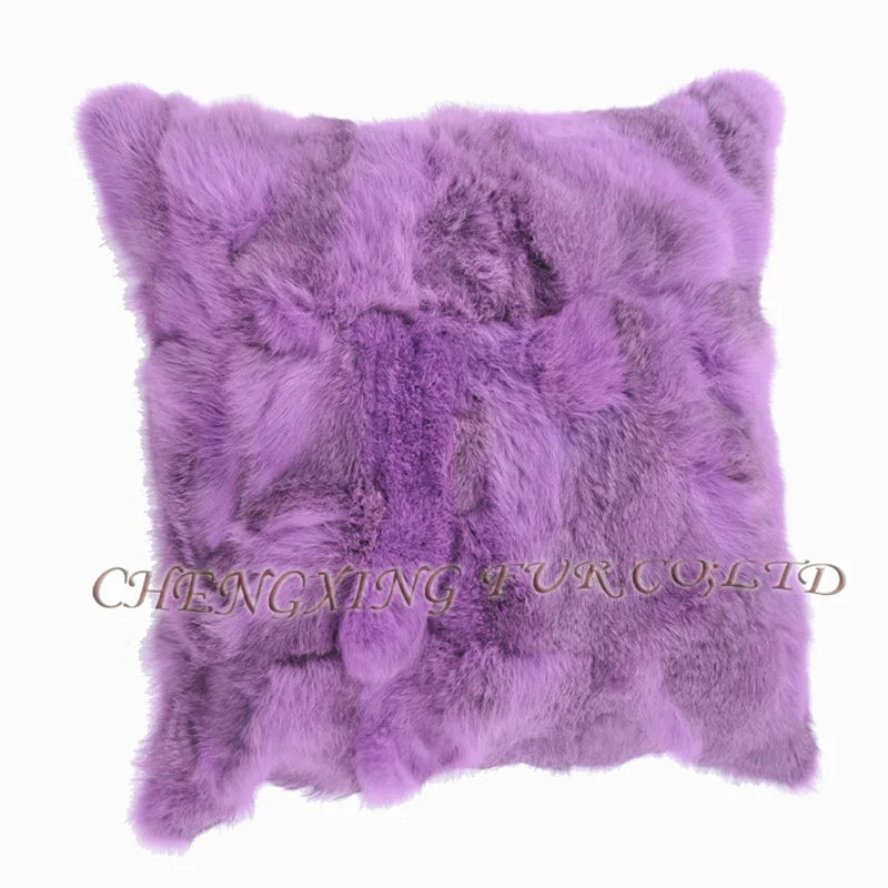 Free Shipping CX-D-17B Soft&Warm Real Rabbit Fur Patchwork Pillow Case~DROP SHIPPING