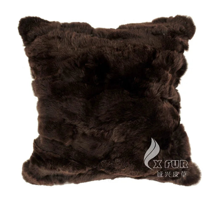 Free Shipping CX-D-17B Soft&Warm Real Rabbit Fur Patchwork Pillow Case~DROP SHIPPING