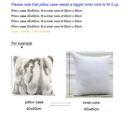 MS.Softex Natural Fur Pillow Case Patchwork Real Rabbit Fur Pillow Cover Soft Plush Cushion Cover Home Decoration