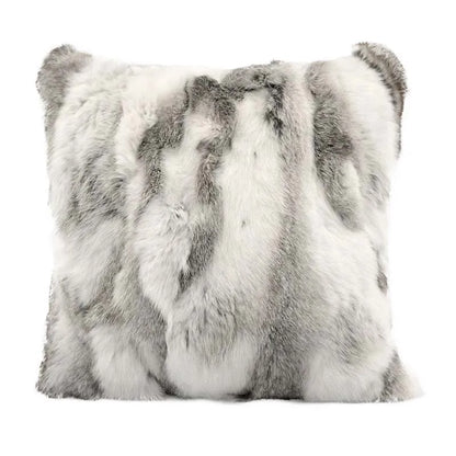 MS.Softex Natural Fur Pillow Case Patchwork Real Rabbit Fur Pillow Cover Soft Plush Cushion Cover Home Decoration