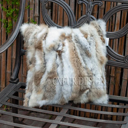 Free Shipping CX-D-17B Soft&Warm Real Rabbit Fur Patchwork Pillow Case~DROP SHIPPING