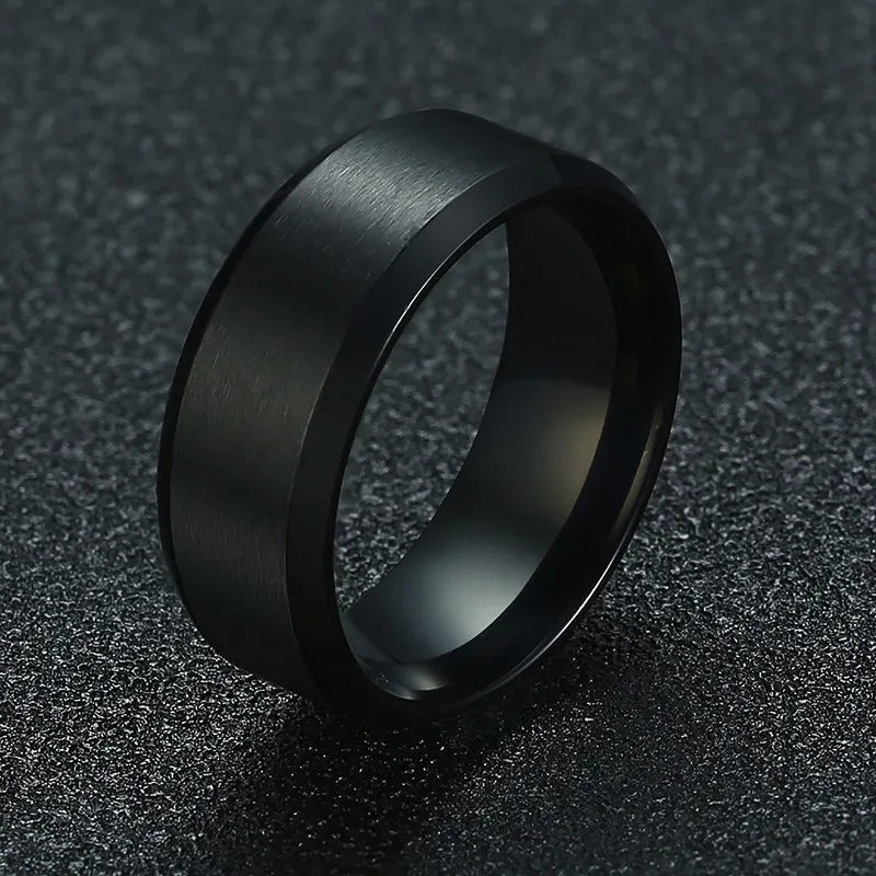 Bold Ring for Men with Stainless Steel Horus Cross Rhodium Plated 8mm