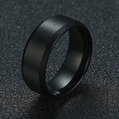Bold Ring for Men with Stainless Steel Horus Cross Rhodium Plated 8mm