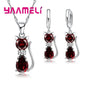 Real 925 Sterling Silver Color Jewelry Sets for Woman Girls Shining Austrian Crystal Cute Cat Pendant Necklace Huggie Earring