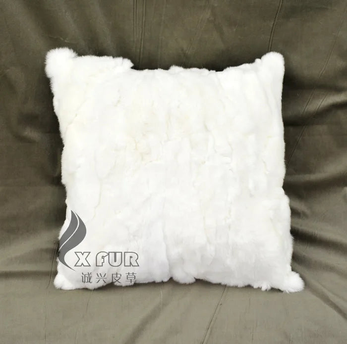 Free Shipping CX-D-17B Soft&Warm Real Rabbit Fur Patchwork Pillow Case~DROP SHIPPING