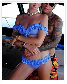 Women's Padded Bikini Top with Low-Rise Bottom and Ring Detail