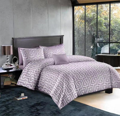 Geometric Pattern Duvet Cover Set for King and Queen Beds Gray