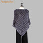 Knitted Fur Poncho Vest Fashion Wrap Coat Shawl Coat