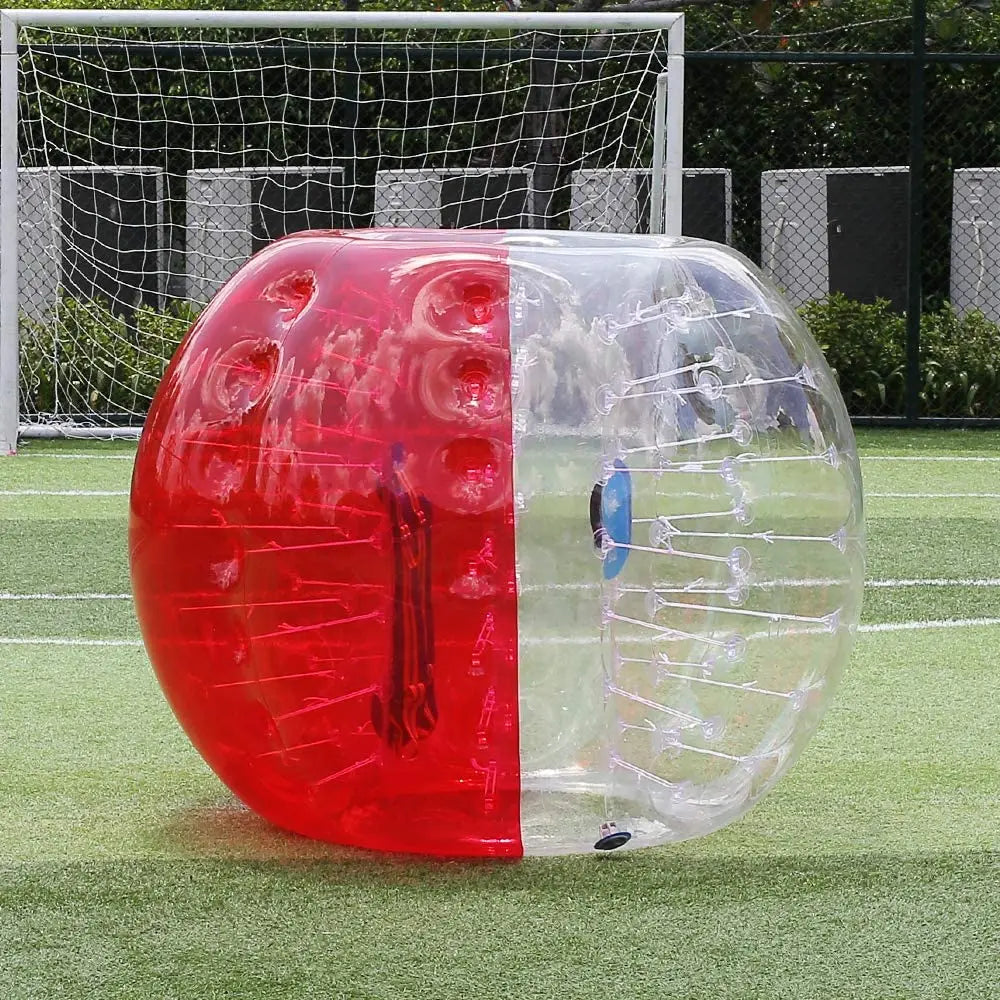 Red and clear TPU inflatable body bumper ball for outdoor sports and active games.