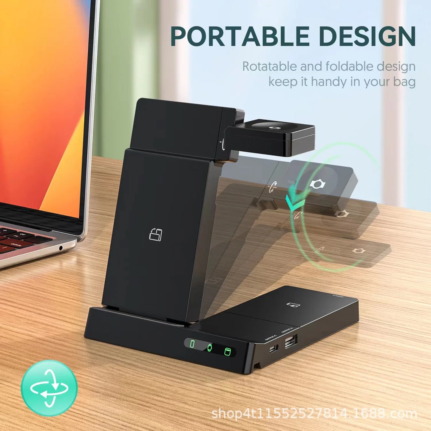 Wireless Charging Stand with Magnetic Night Light Holder for Desk Use