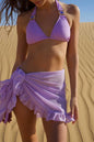 Women's Mesh Cover-Up Skirt with Tassel Hem and Ruffle Detail