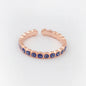 Adjustable Ring with Blue Evil Eye Open Copper Gold Tone Zircon Accent