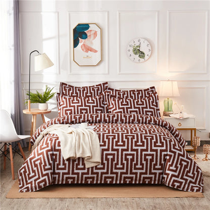 Geometric Pattern Duvet Cover Set for King and Queen Beds Gray
