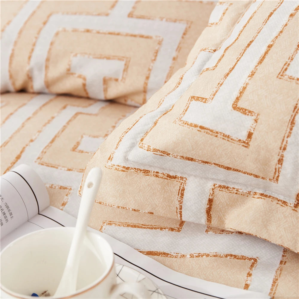 Geometric Pattern Duvet Cover Set for King and Queen Beds Gray
