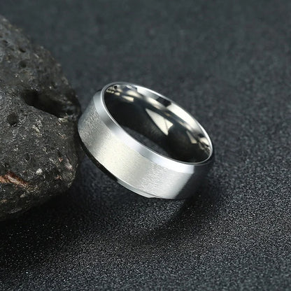 Bold Ring for Men with Stainless Steel Horus Cross Rhodium Plated 8mm