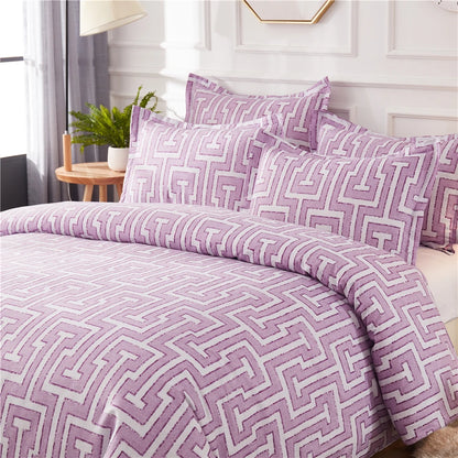 Geometric Pattern Duvet Cover Set for King and Queen Beds Gray