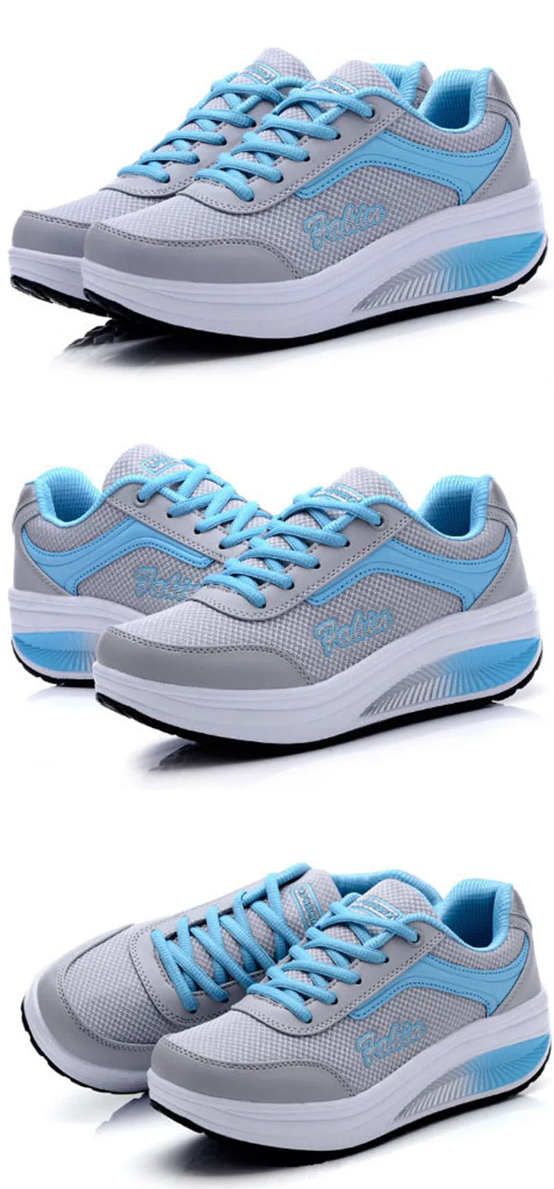 Women's lace-up rocker platform sneakers with cushioned sole