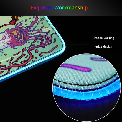 Large RGB LED gaming desk mat with city sunset print