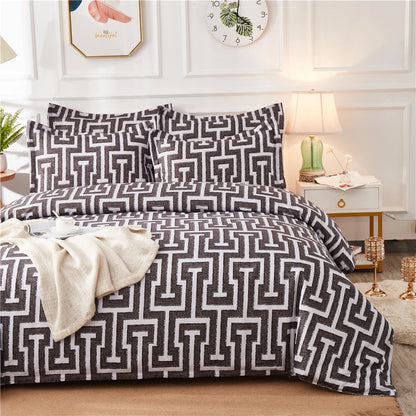 Geometric Pattern Duvet Cover Set for King and Queen Beds Gray