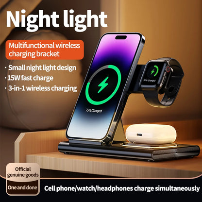 LED Lamp 3-in-1 Foldable Wireless Charger with 15W Fast Charging