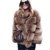Luxe Women Custom Winter Eco Recycle Sustainable Artificial Faux Mink Fox Fur Stand Collar European Style Coat With Fur