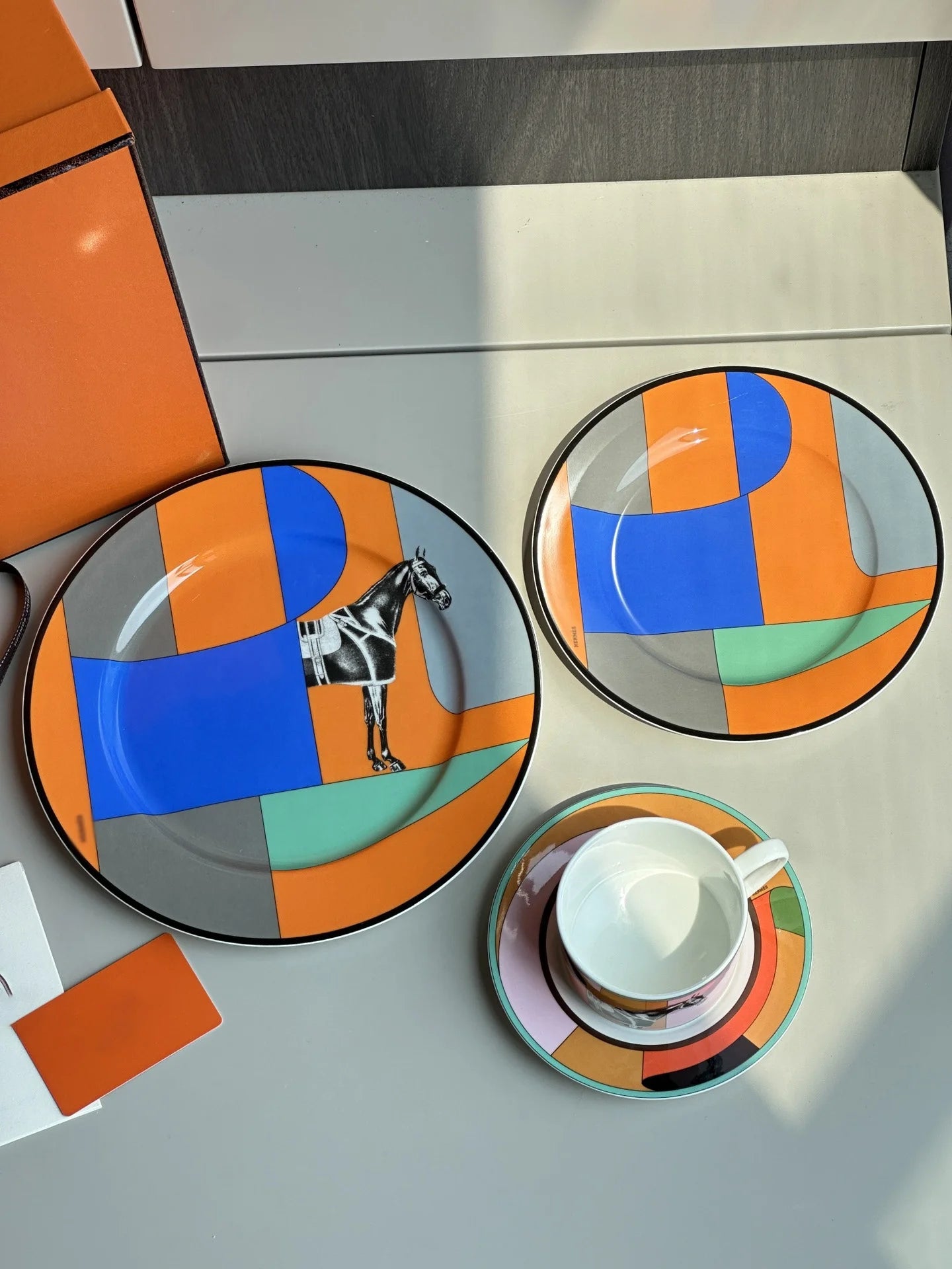 Nordic Dinnerware Set with Four-Piece Horse Pattern