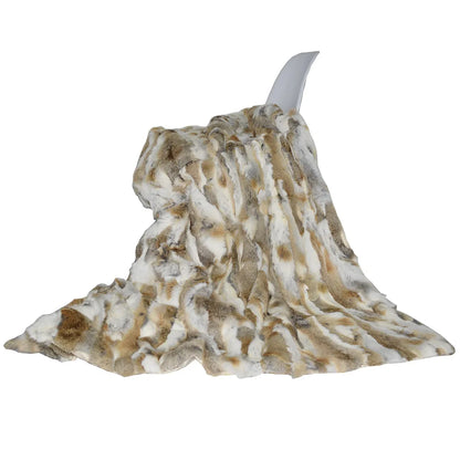 MS.Softex Winter Warm Natural Rabbit Fur Blanket Patchwork Real Rabbit Fur Throw Customized LUXURY COMFORT
