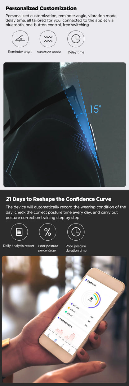 Smart Posture Correction Device - Real-Time Scientific Back Training Monitor for Adults