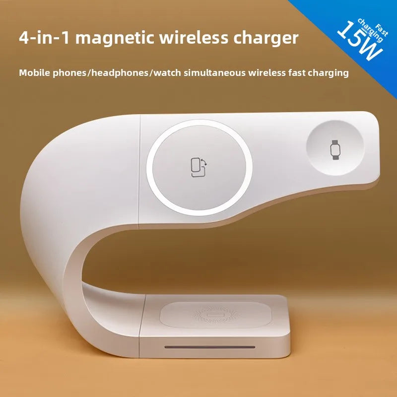 Wireless Magnetic Charging Stand 15W Fast Charge Phone Watch Earbuds