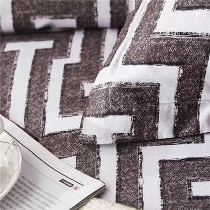 Geometric Pattern Duvet Cover Set for King and Queen Beds Gray